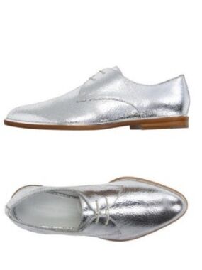 Veronique Branquinho Silver Lace-Up Flats / Oxford Shoes